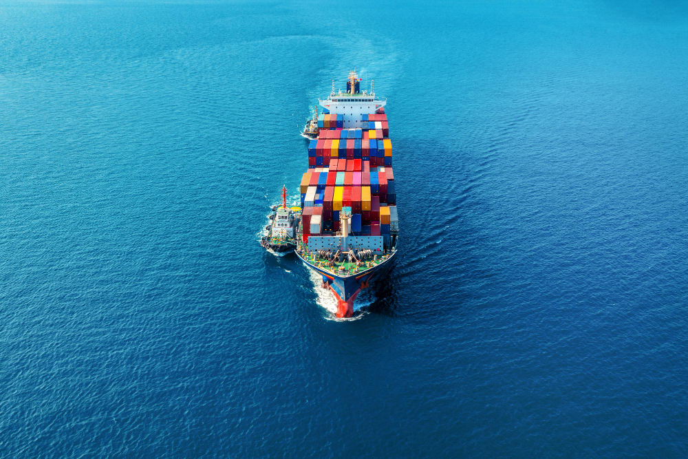 Container ship in ocean freight